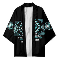 Aotearoa Atua Tangaroa Personalised Kimono Maori God Of The Sea Taniko Motifs LT14 Unisex Turquoise - Polynesian Pride