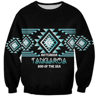 Aotearoa Atua Tangaroa Personalised Sweatshirt Maori God Of The Sea Taniko Motifs LT14 Unisex Turquoise - Polynesian Pride