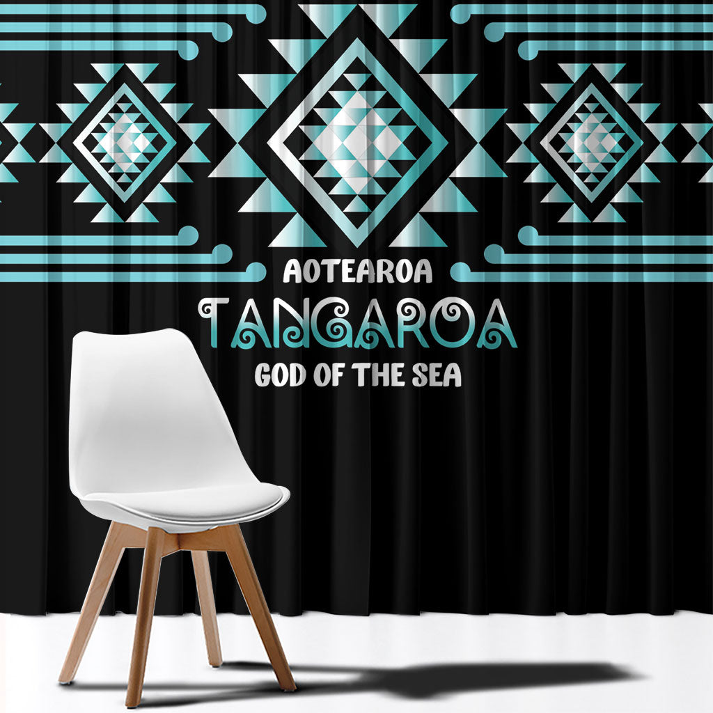 Aotearoa Atua Tangaroa Window Curtain Maori God Of The Sea Taniko Motifs LT14 - Polynesian Pride