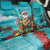 Hawaii Christmas Back Car Seat Cover Mele Kalikimaka Poinsettia Lei - Cyan