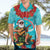 Hawaii Christmas Hawaiian Shirt Mele Kalikimaka Poinsettia Lei - Cyan