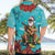 Hawaii Christmas Hawaiian Shirt Mele Kalikimaka Poinsettia Lei - Cyan