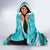 Hawaii Christmas Hooded Blanket Mele Kalikimaka Poinsettia Lei - Cyan