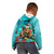 Hawaii Christmas Kid Hoodie Mele Kalikimaka Poinsettia Lei - Cyan