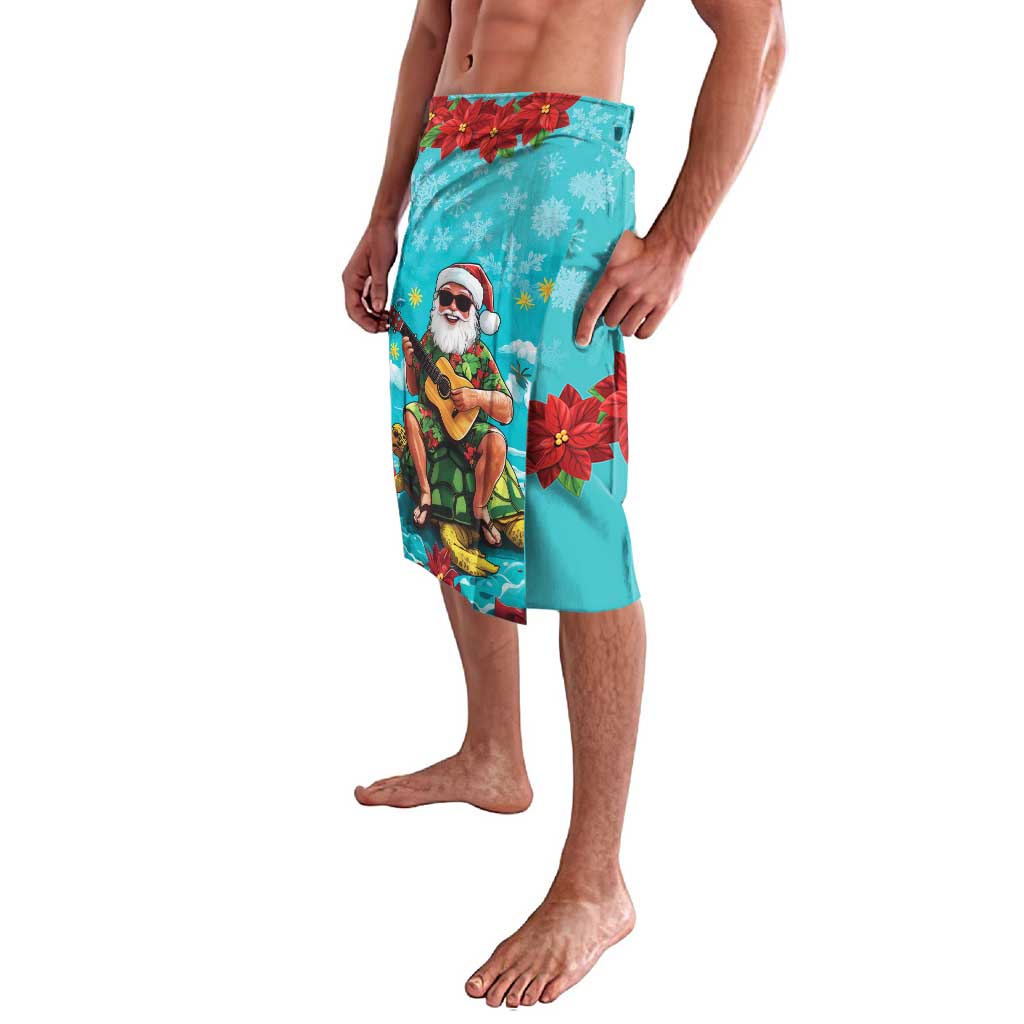 Hawaii Christmas Lavalava Mele Kalikimaka Poinsettia Lei - Cyan