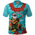 Hawaii Christmas Polo Shirt Mele Kalikimaka Poinsettia Lei - Cyan