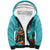 Hawaii Christmas Sherpa Hoodie Mele Kalikimaka Poinsettia Lei - Cyan