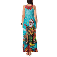 Hawaii Christmas Tank Maxi Dress Mele Kalikimaka Poinsettia Lei - Cyan LT14 - Polynesian Pride