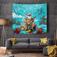 Hawaii Christmas Tapestry Mele Kalikimaka Poinsettia Lei - Cyan LT14 - Polynesian Pride