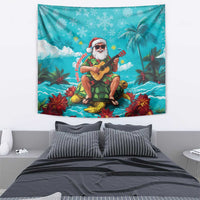 Hawaii Christmas Tapestry Mele Kalikimaka Poinsettia Lei - Cyan LT14 - Polynesian Pride