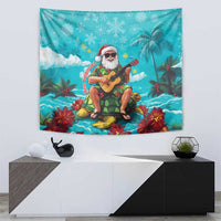 Hawaii Christmas Tapestry Mele Kalikimaka Poinsettia Lei - Cyan LT14 - Polynesian Pride