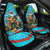 Hawaii Christmas Car Seat Cover Mele Kalikimaka Poinsettia Lei Polynesian - Blue