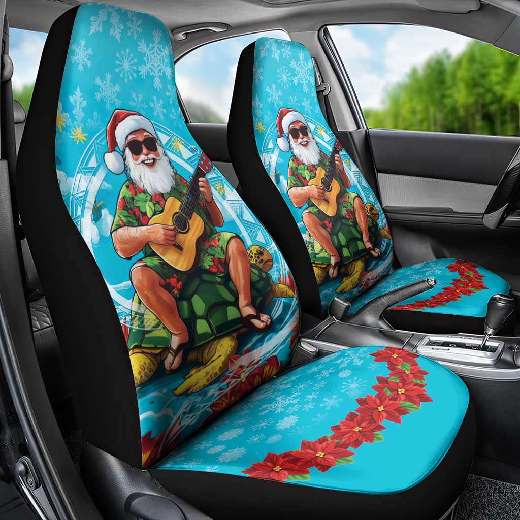 Hawaii Christmas Car Seat Cover Mele Kalikimaka Poinsettia Lei Polynesian - Blue