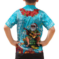 Hawaii Christmas Family Matching Summer Maxi Dress and Hawaiian Shirt Mele Kalikimaka Poinsettia Lei Polynesian - Blue LT14 - Polynesian Pride