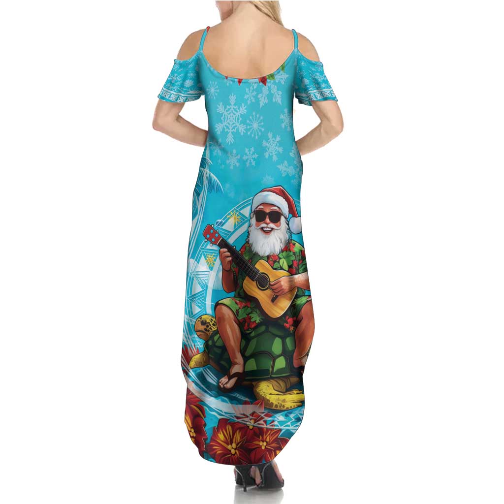 Hawaii Christmas Family Matching Summer Maxi Dress and Hawaiian Shirt Mele Kalikimaka Poinsettia Lei Polynesian - Blue LT14 - Polynesian Pride