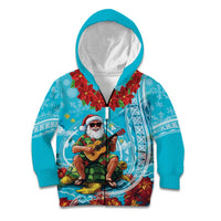 Hawaii Christmas Kid Hoodie Mele Kalikimaka Poinsettia Lei Polynesian - Blue