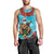 Hawaii Christmas Men Tank Top Mele Kalikimaka Poinsettia Lei Polynesian - Blue