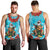 Hawaii Christmas Men Tank Top Mele Kalikimaka Poinsettia Lei Polynesian - Blue