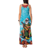 Hawaii Christmas Tank Maxi Dress Mele Kalikimaka Poinsettia Lei Polynesian - Blue LT14 - Polynesian Pride
