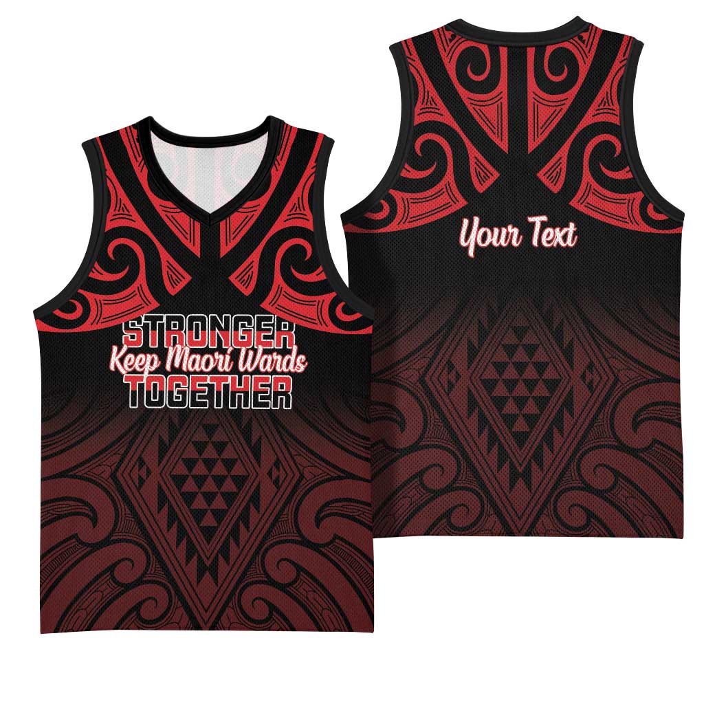 Personalised Keep Maori Wards New Zealand Basketball Jersey Stronger Together Aotearoa Taniko - Polynesian Pride
