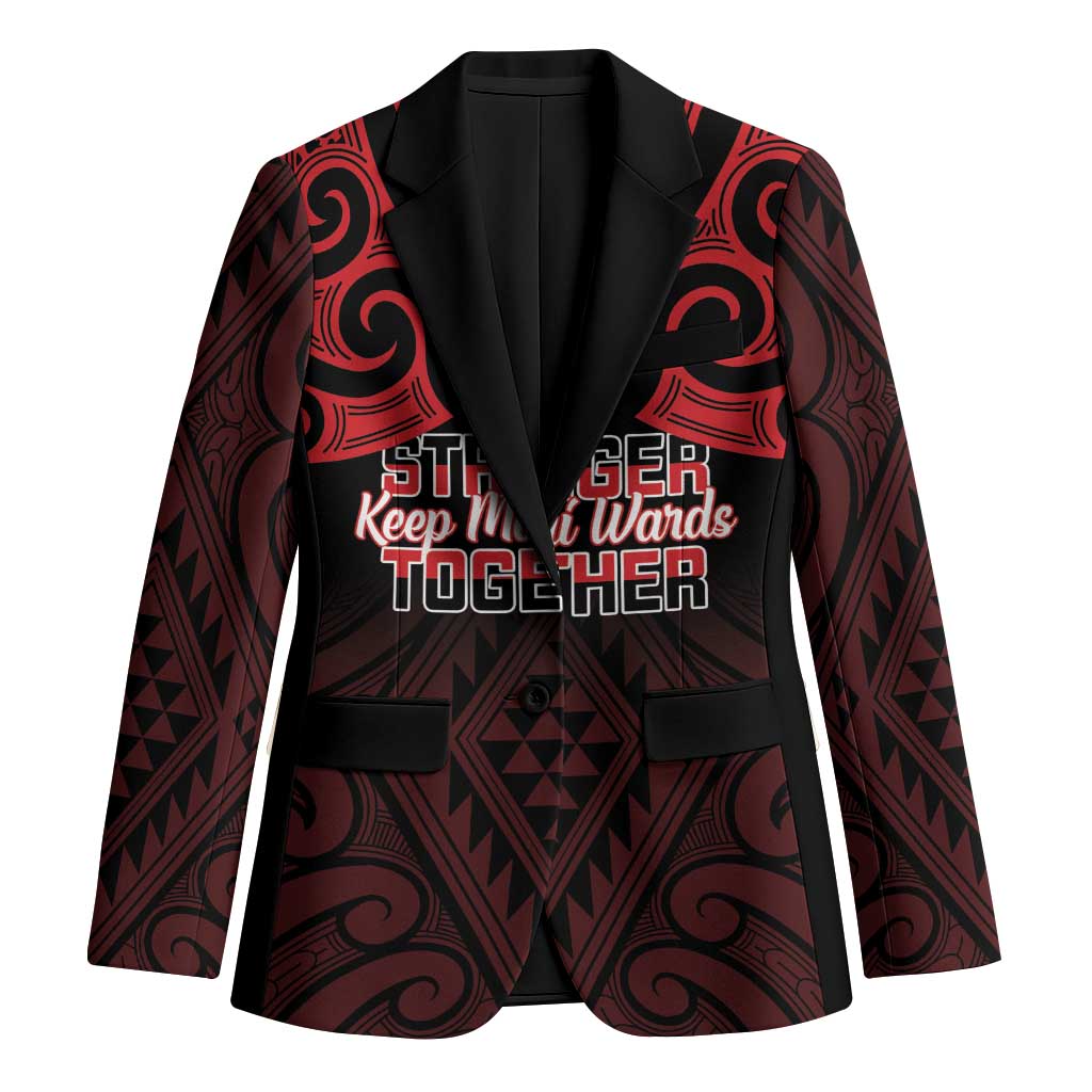 Personalised Keep Maori Wards New Zealand Blazer Stronger Together Aotearoa Taniko LT14 Unisex Black - Polynesian Pride