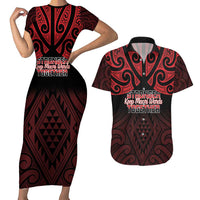 Personalised Keep Maori Wards New Zealand Couples Matching Short Sleeve Bodycon Dress and Hawaiian Shirt Stronger Together Aotearoa Taniko - Polynesian Pride