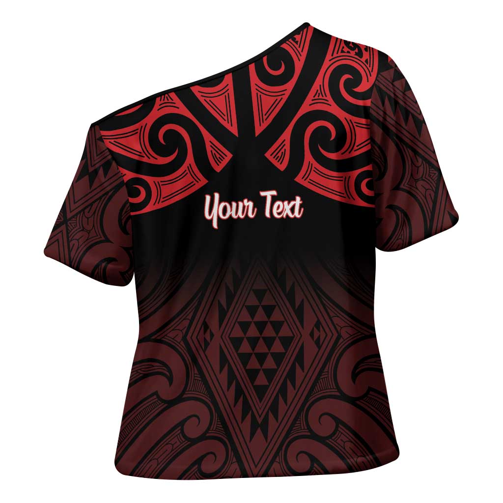 Personalised Keep Maori Wards New Zealand Cross Shoulder Shirt Stronger Together Aotearoa Taniko - Polynesian Pride
