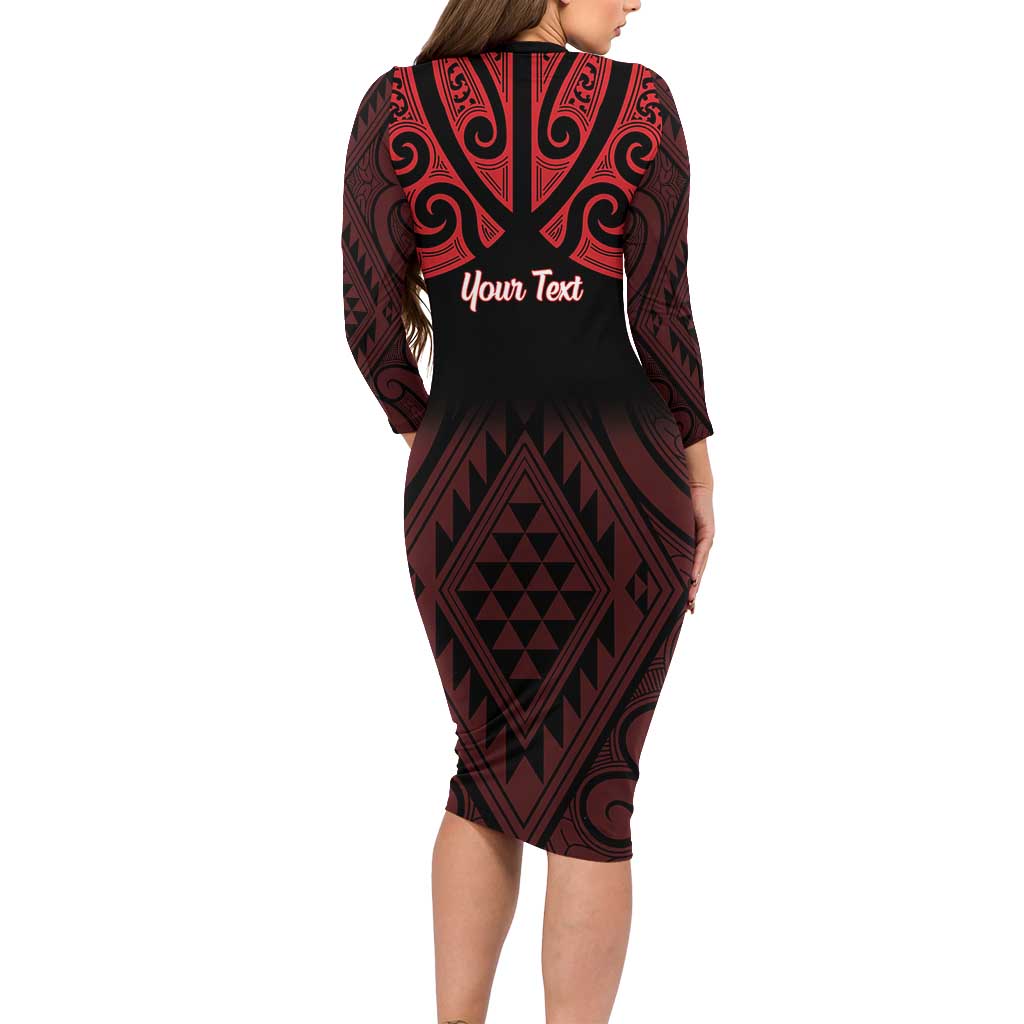 Personalised Keep Maori Wards New Zealand Family Matching Long Sleeve Bodycon Dress and Hawaiian Shirt Stronger Together Aotearoa Taniko - Polynesian Pride