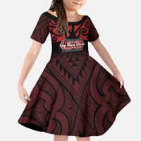 Personalised Keep Maori Wards New Zealand Family Matching Off The Shoulder Long Sleeve Dress and Hawaiian Shirt Stronger Together Aotearoa Taniko - Polynesian Pride