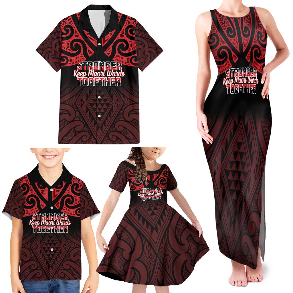 Personalised Keep Maori Wards New Zealand Family Matching Tank Maxi Dress and Hawaiian Shirt Stronger Together Aotearoa Taniko - Polynesian Pride