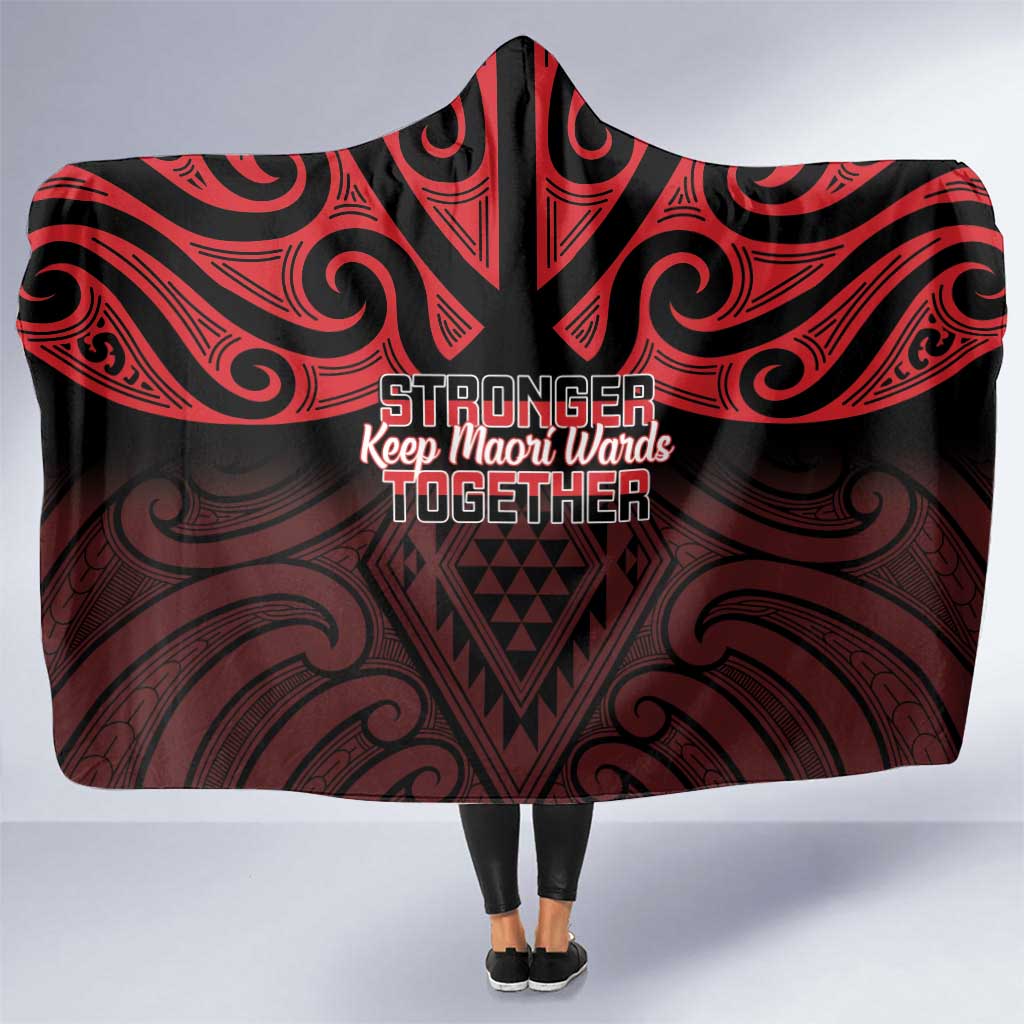 Keep Maori Wards New Zealand Hooded Blanket Stronger Together Aotearoa Taniko LT14 One Size Black - Polynesian Pride