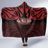 Keep Maori Wards New Zealand Hooded Blanket Stronger Together Aotearoa Taniko LT14 One Size Black - Polynesian Pride