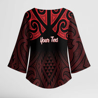 Personalised Keep Maori Wards New Zealand Kimono Sleeve Blouse Stronger Together Aotearoa Taniko LT14 - Polynesian Pride