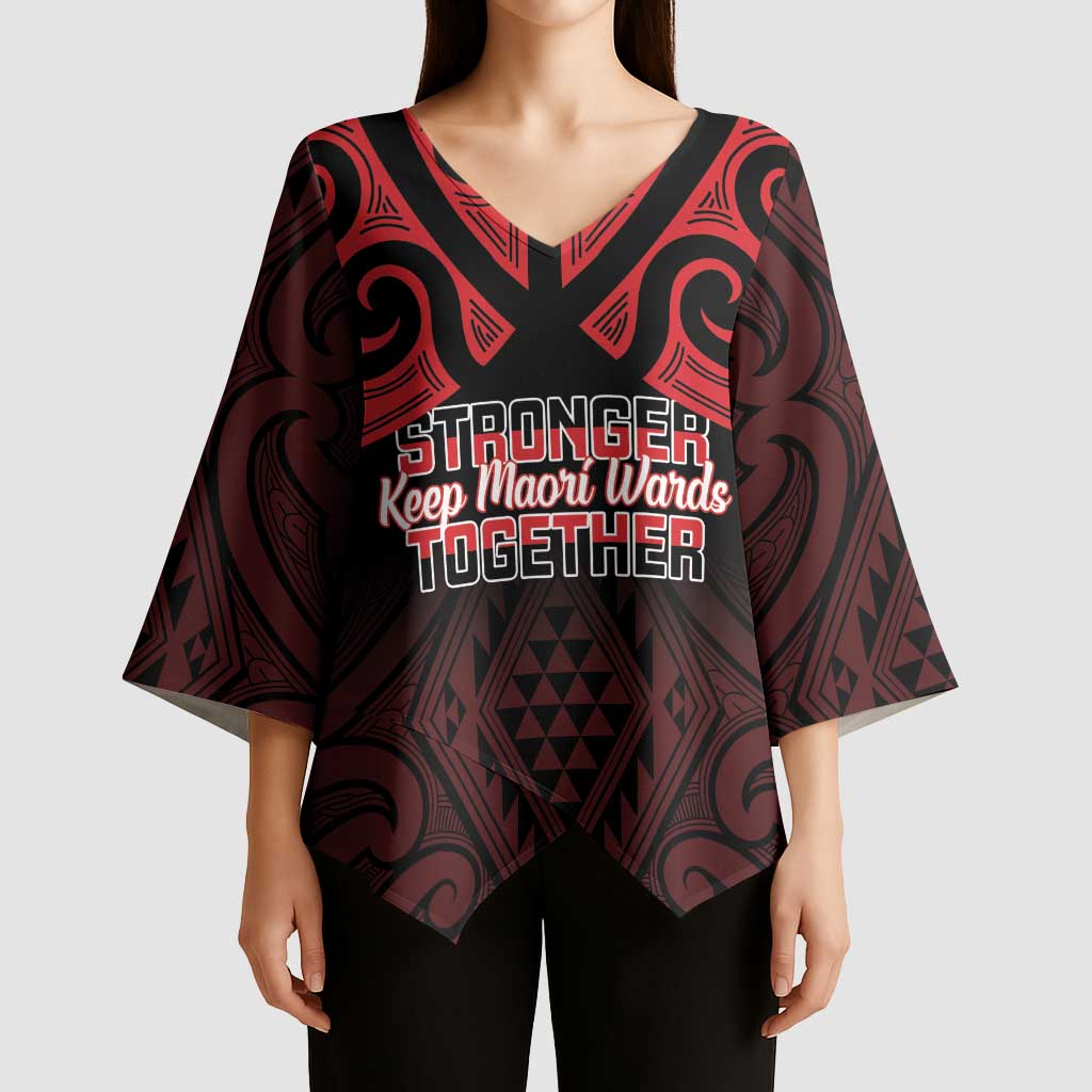 Personalised Keep Maori Wards New Zealand Kimono Sleeve Blouse Stronger Together Aotearoa Taniko LT14 - Polynesian Pride