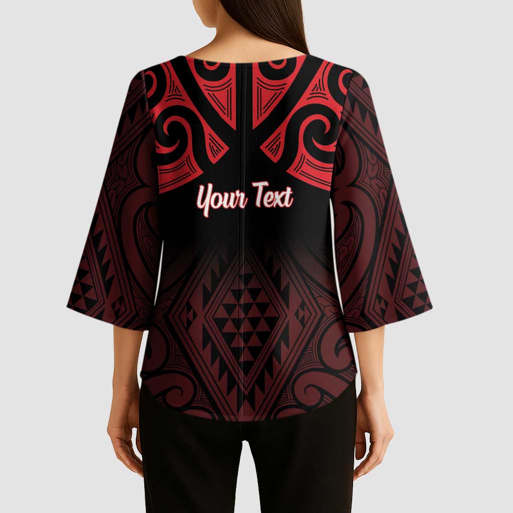 Personalised Keep Maori Wards New Zealand Kimono Sleeve Blouse Stronger Together Aotearoa Taniko LT14 - Polynesian Pride