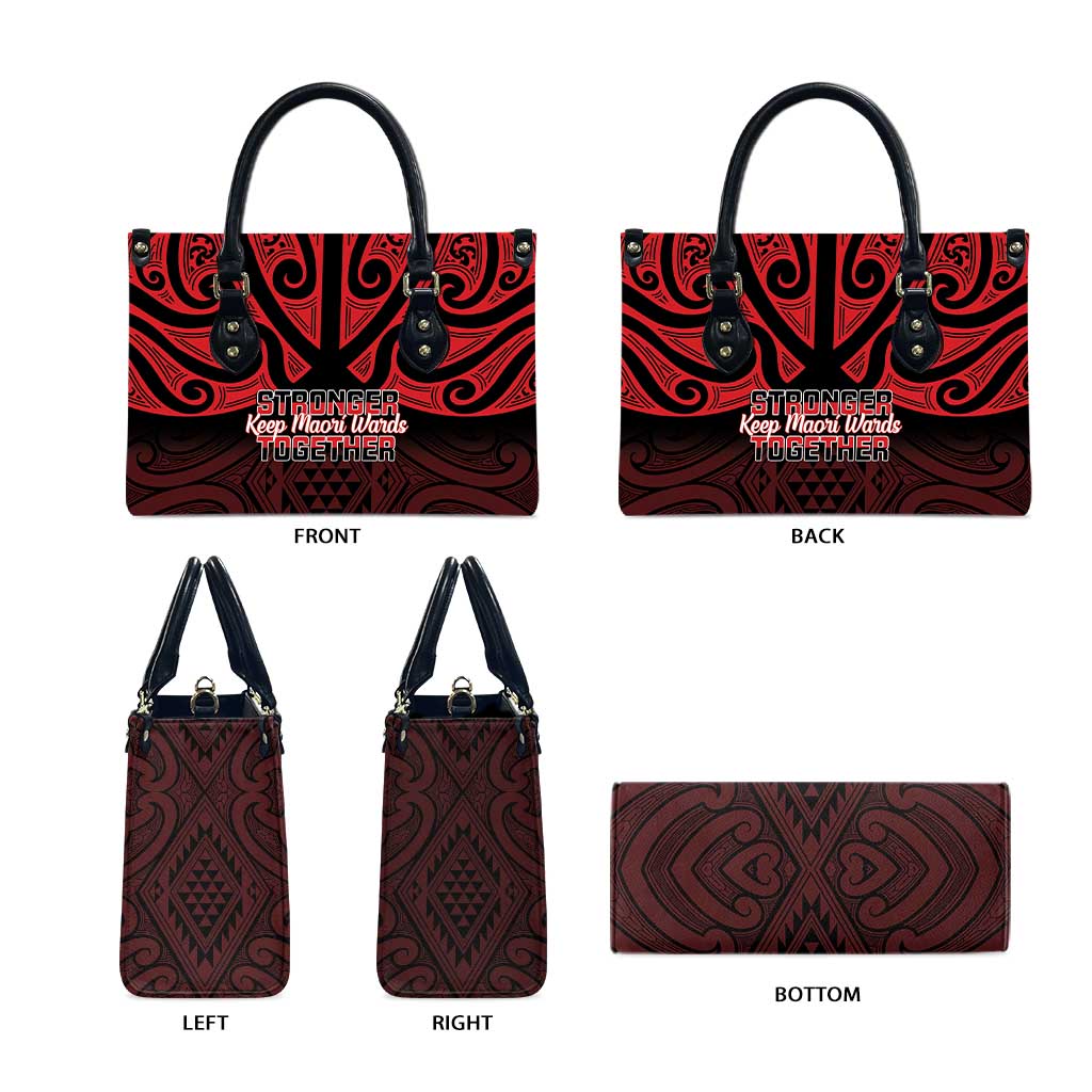 Keep Maori Wards New Zealand Leather Bag Stronger Together Aotearoa Taniko - Polynesian Pride
