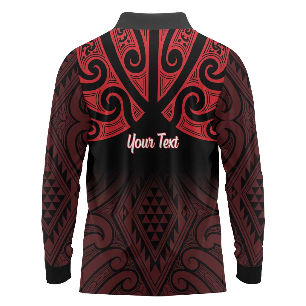 Personalised Keep Maori Wards New Zealand Long Sleeve Polo Shirt Stronger Together Aotearoa Taniko - Polynesian Pride