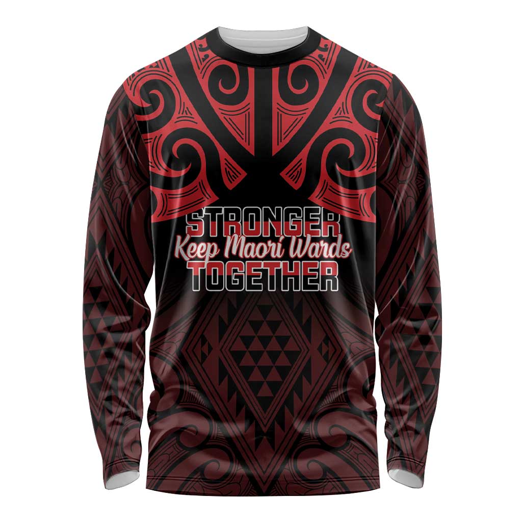 Personalised Keep Maori Wards New Zealand Long Sleeve Shirt Stronger Together Aotearoa Taniko - Polynesian Pride