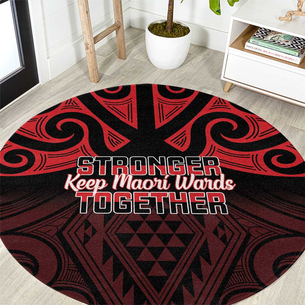 Keep Maori Wards New Zealand Round Carpet Stronger Together Aotearoa Taniko LT14 Black - Polynesian Pride