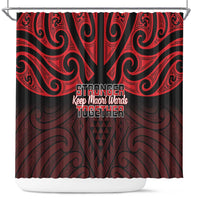 Keep Maori Wards New Zealand Shower Curtain Stronger Together Aotearoa Taniko LT14 Black - Polynesian Pride