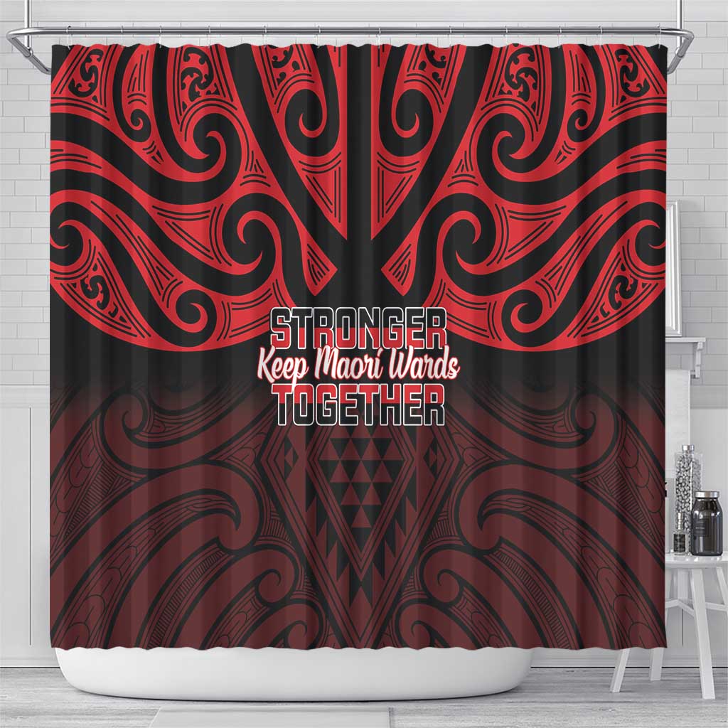 Keep Maori Wards New Zealand Shower Curtain Stronger Together Aotearoa Taniko LT14 - Polynesian Pride