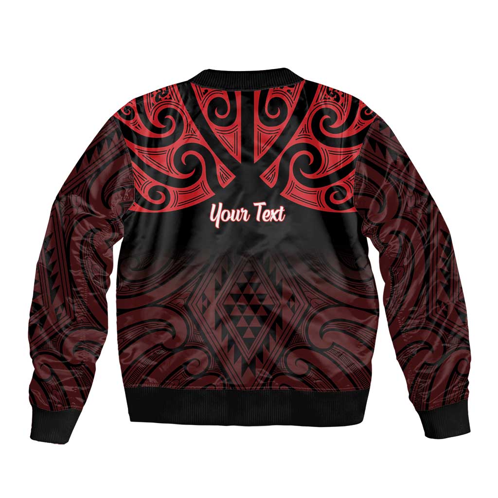 Personalised Keep Maori Wards New Zealand Sleeve Zip Bomber Jacket Stronger Together Aotearoa Taniko LT14 - Polynesian Pride