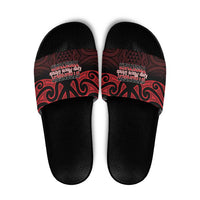 Keep Maori Wards New Zealand Slide Sandals Stronger Together Aotearoa Taniko LT14 Black - Polynesian Pride