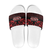 Keep Maori Wards New Zealand Slide Sandals Stronger Together Aotearoa Taniko LT14 Black - Polynesian Pride