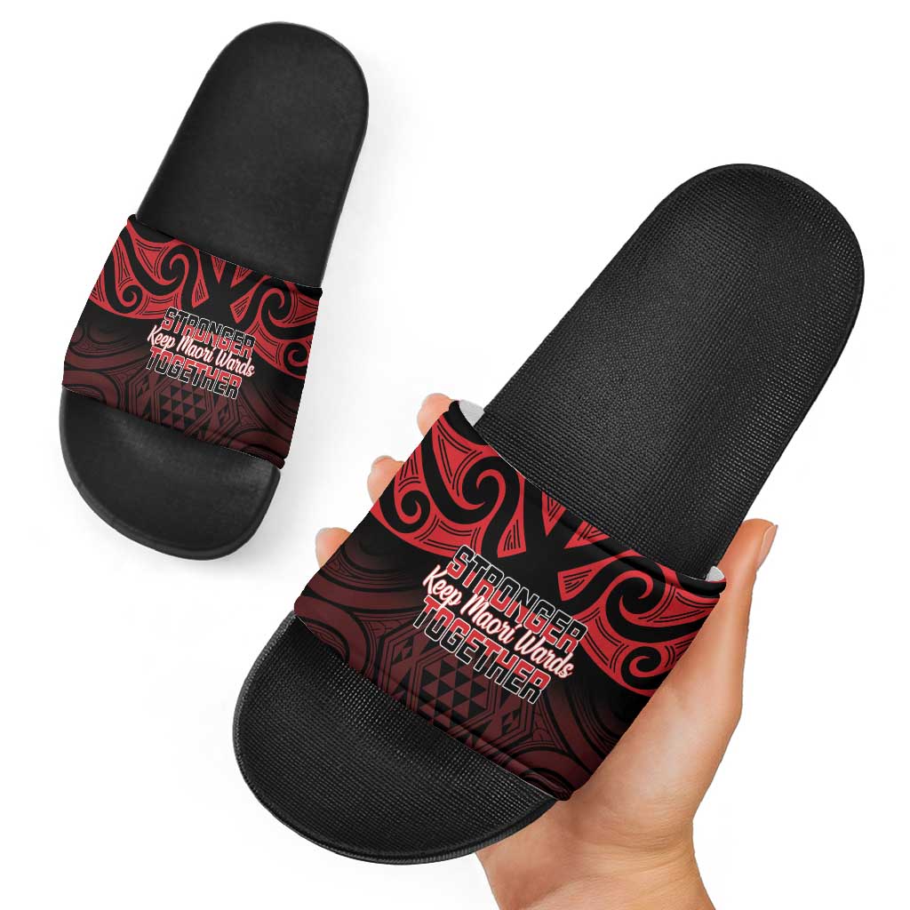 Keep Maori Wards New Zealand Slide Sandals Stronger Together Aotearoa Taniko LT14 - Polynesian Pride