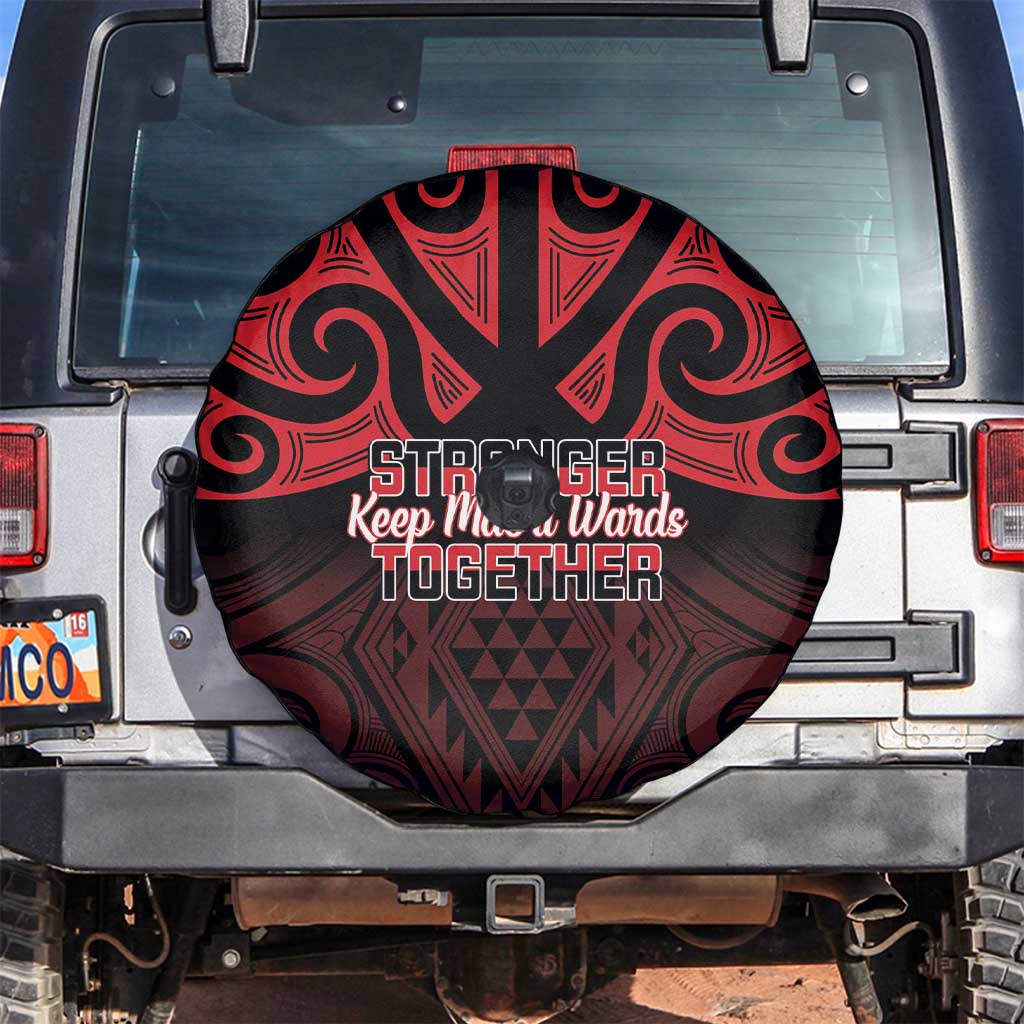 Keep Maori Wards New Zealand Spare Tire Cover Stronger Together Aotearoa Taniko LT14 Black - Polynesian Pride