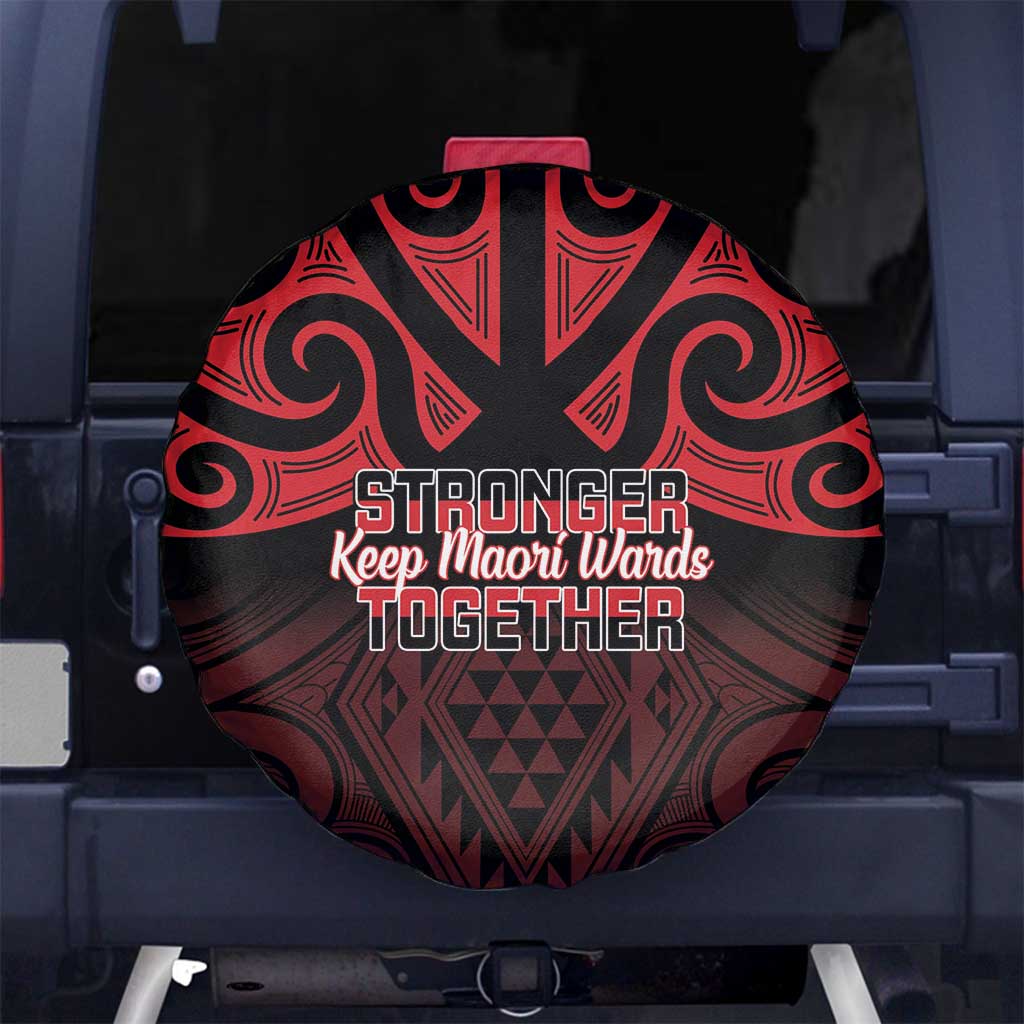Keep Maori Wards New Zealand Spare Tire Cover Stronger Together Aotearoa Taniko LT14 No hole Black - Polynesian Pride