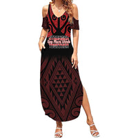 Personalised Keep Maori Wards New Zealand Summer Maxi Dress Stronger Together Aotearoa Taniko LT14 Women Black - Polynesian Pride