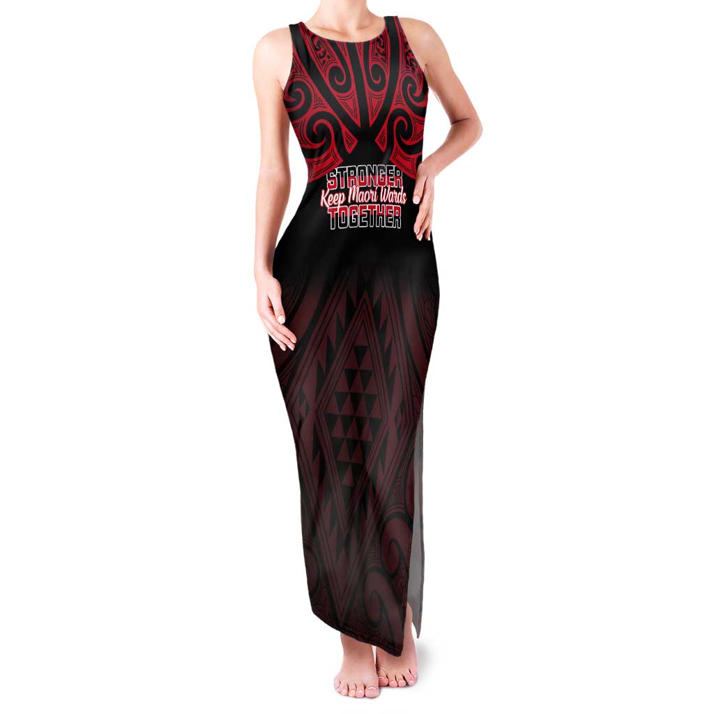 Personalised Keep Maori Wards New Zealand Tank Maxi Dress Stronger Together Aotearoa Taniko LT14 Women Black - Polynesian Pride