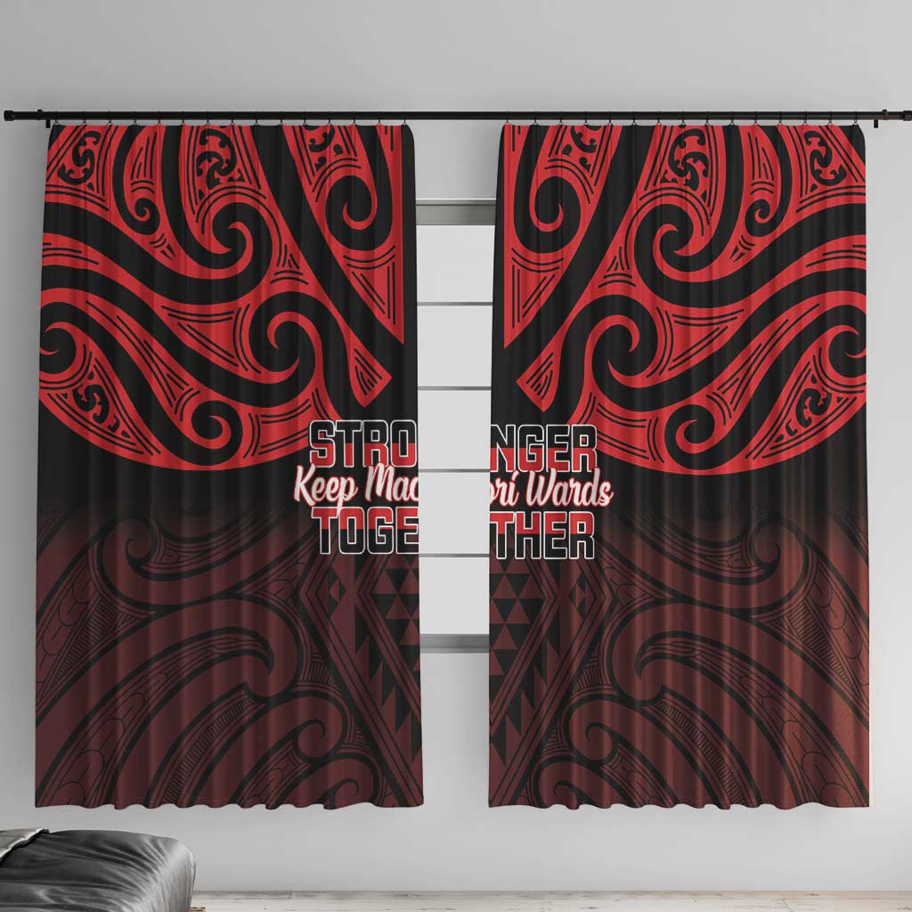 Keep Maori Wards New Zealand Window Curtain Stronger Together Aotearoa Taniko LT14 With Hooks Black - Polynesian Pride